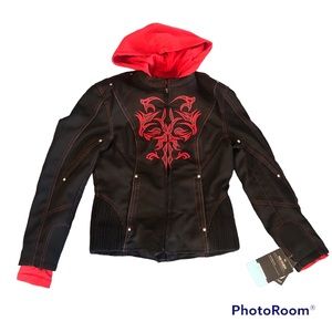 NexGen Women's Doulon 1300 Nylon Twill Fleece Hooded Motorcycle Jacket